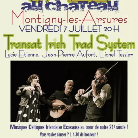 Vendredi 7 juillet - 20h00   Jazz au Château à Montigny les Arsures avec Transat Irish Trad System