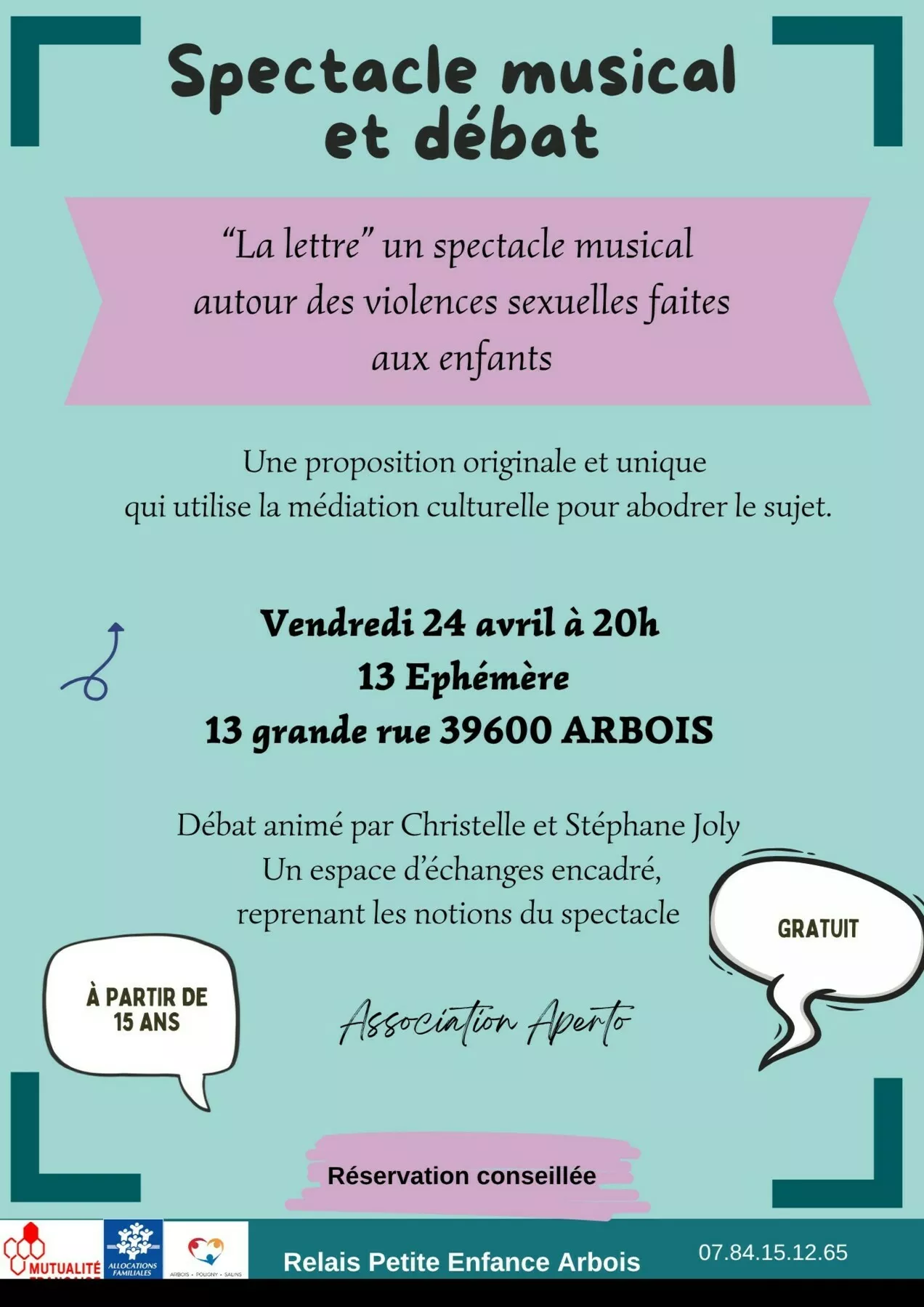 Spectacle musical et débat autour des violences sexuelles faites aux enfants